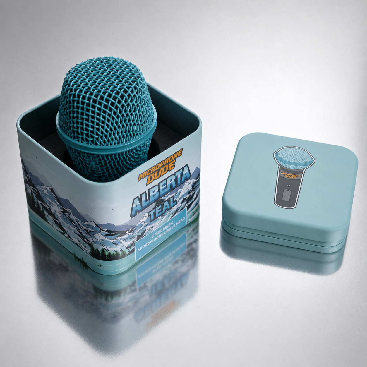 Alberta Teal replacement grille fitted to a Shure Beta 87A microphone