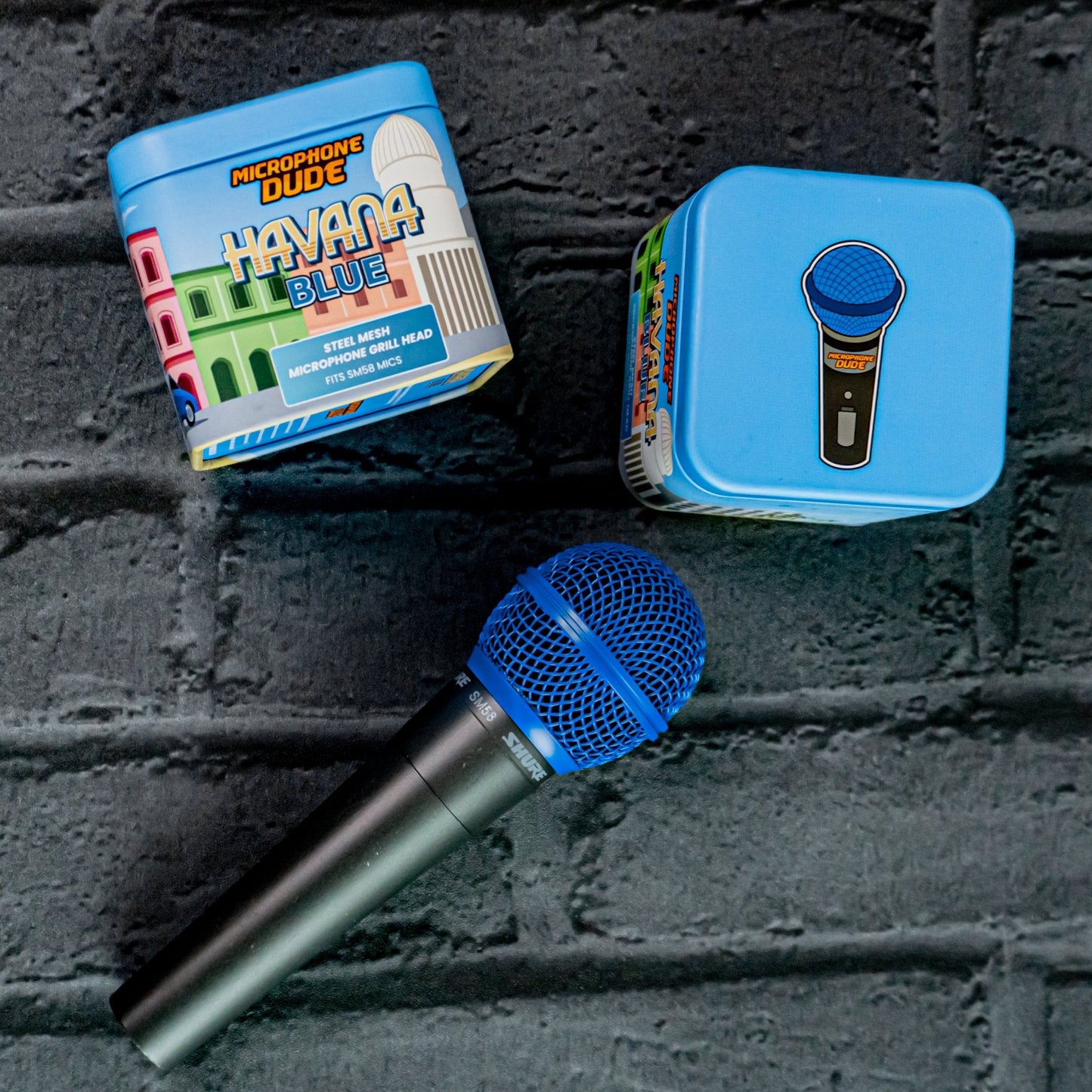 Havana Blue - SM58 Replacement Microphone Grille - Microphone Dude