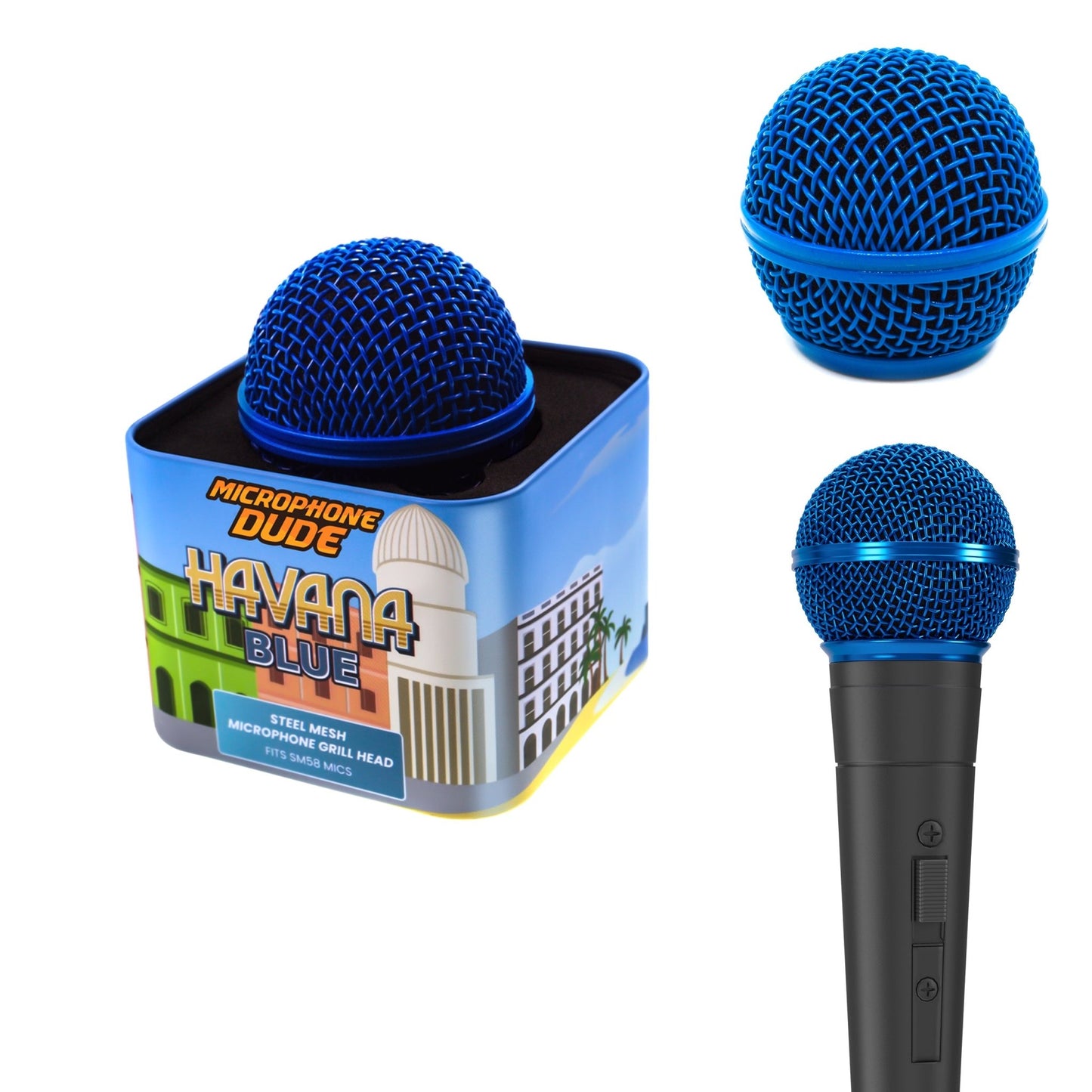 Havana Blue - SM58 Replacement Microphone Grille - Microphone Dude