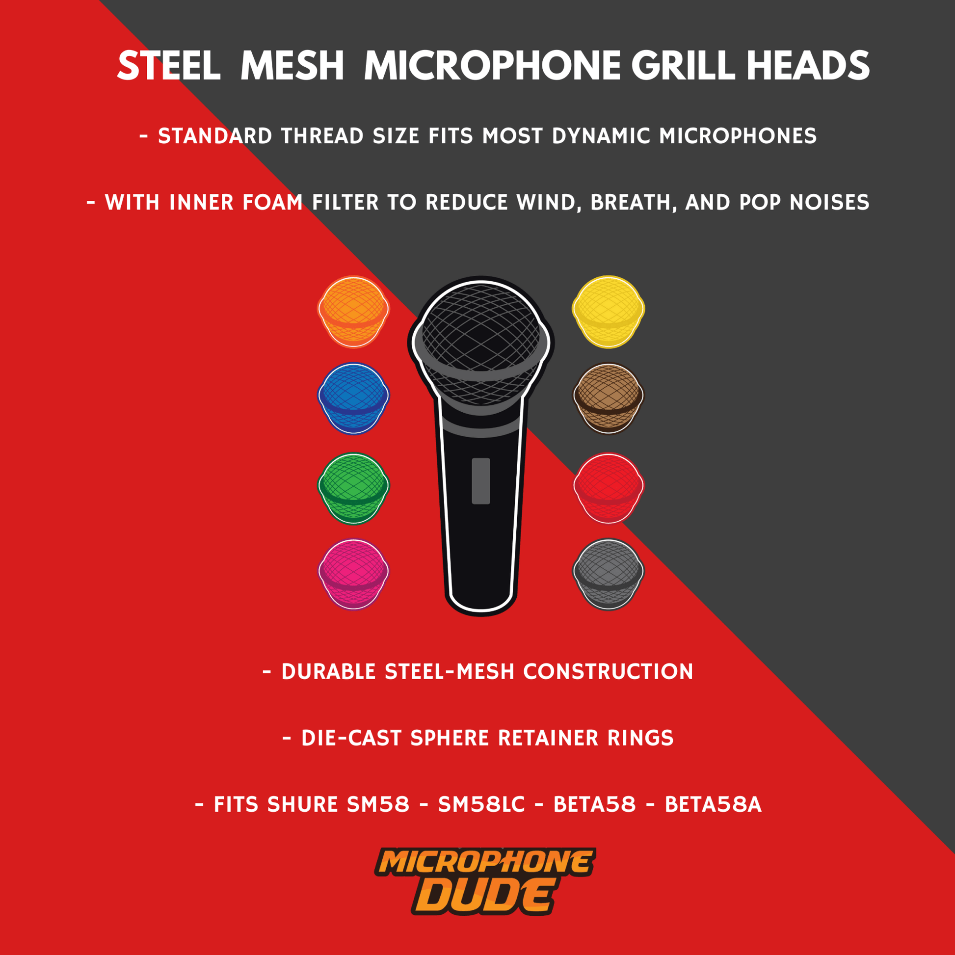 X8 Colour SM58 Replacement Microphone Grille Collection - Microphone Dude