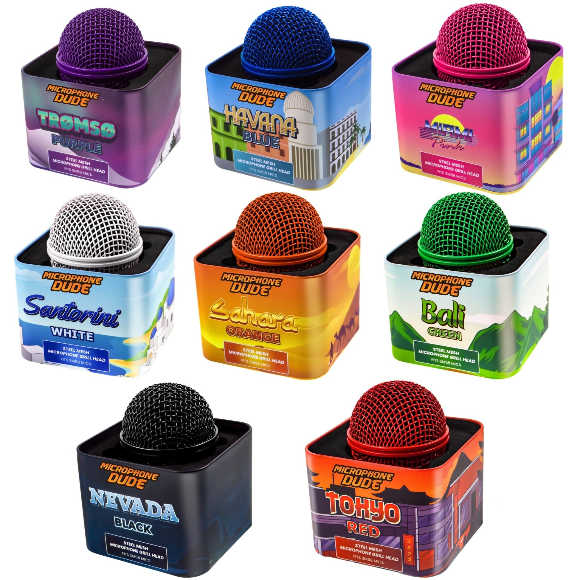 X8 Colour SM58 Replacement Microphone Grille Collection - Microphone Dude