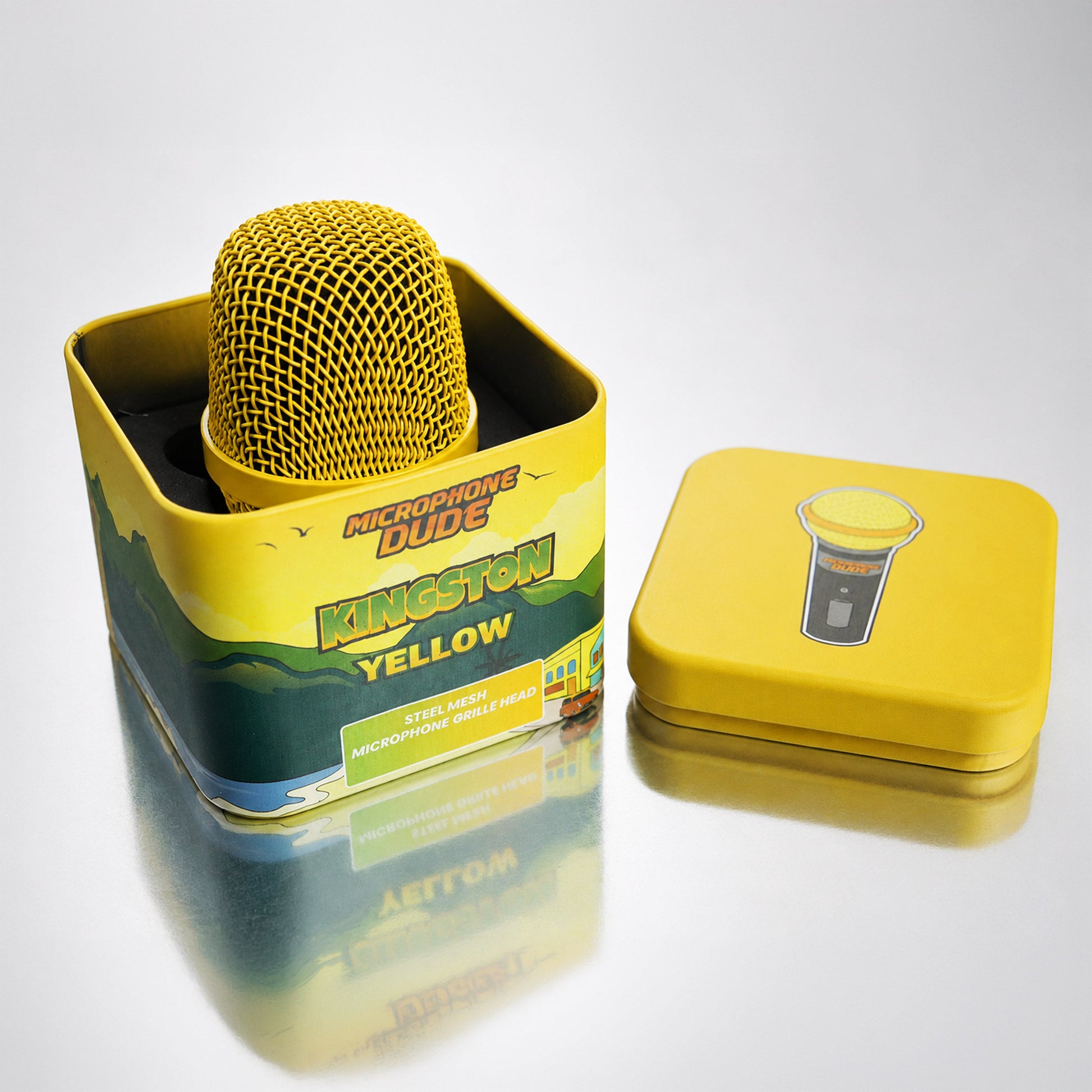 Kingston Yellow replacement grille fitted to a Sennheiser e945 microphone