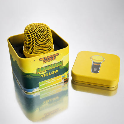 Kingston Yellow replacement grille fitted to a Sennheiser e945 microphone