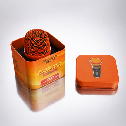 Sahara Orange replacement grille fitted to a Sennheiser e945 microphone