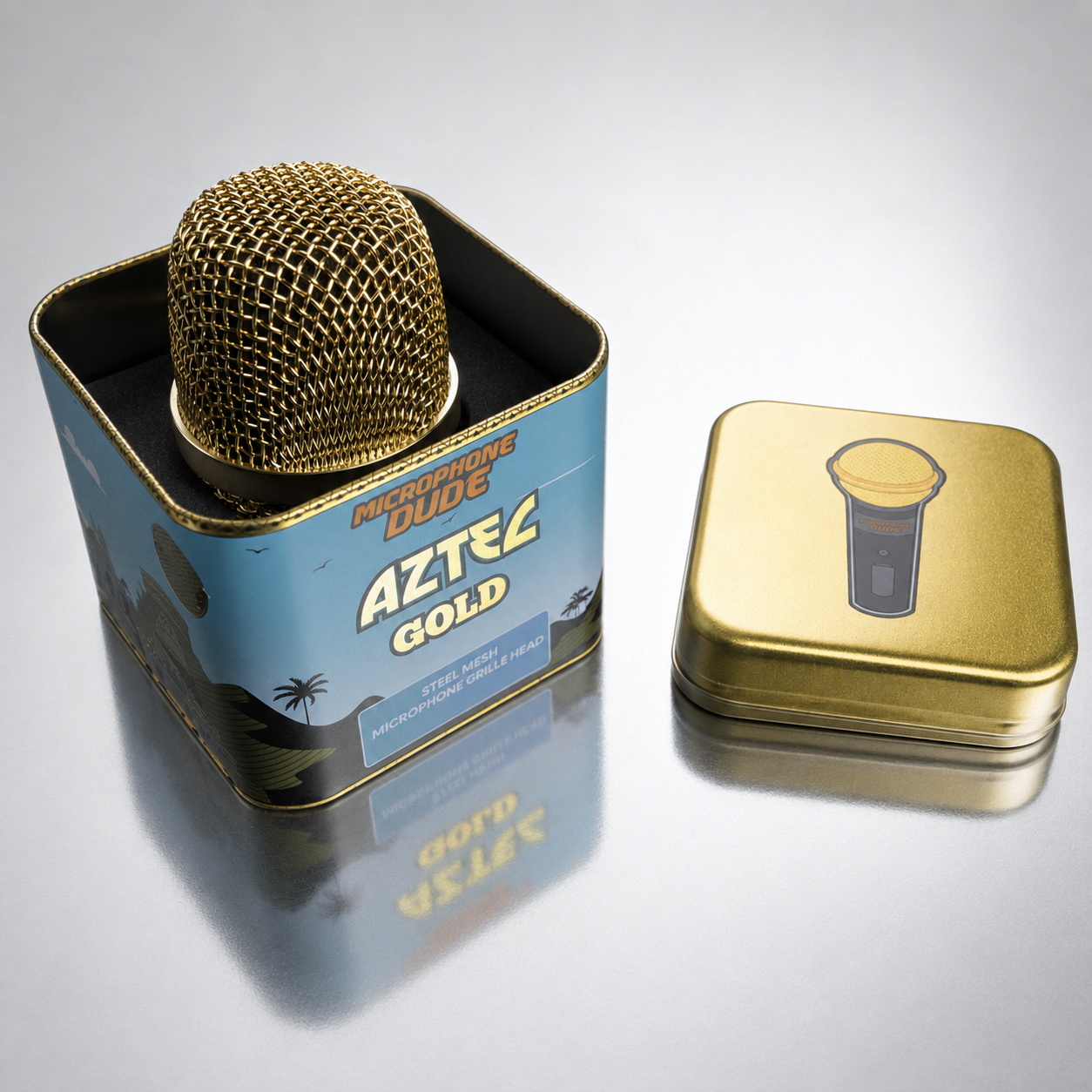 Aztec Gold replacement grille fitted to a Sennheiser e945 microphone