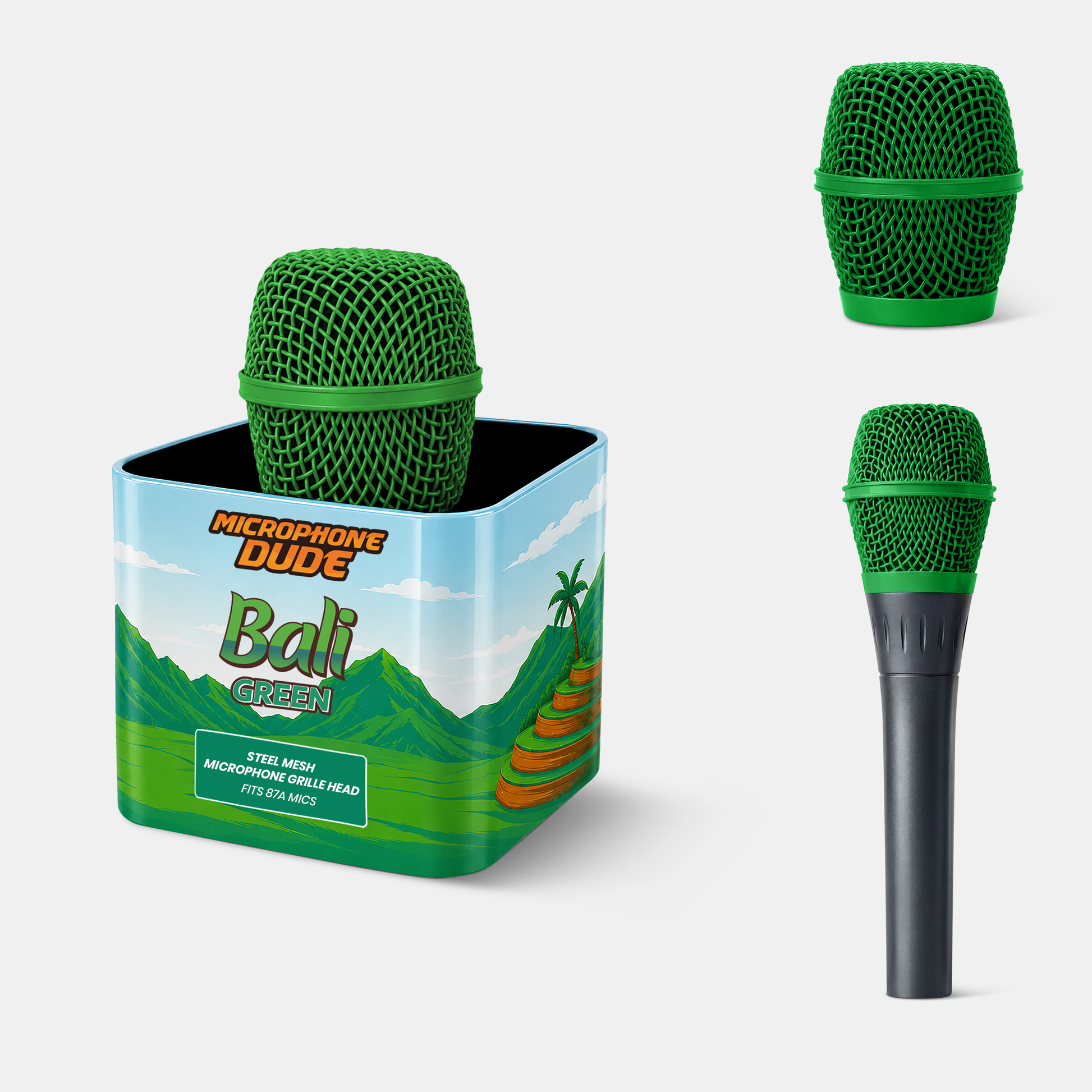 Bali Green replacement microphone grille compatible with Shure Beta 87A by Microphone Dude