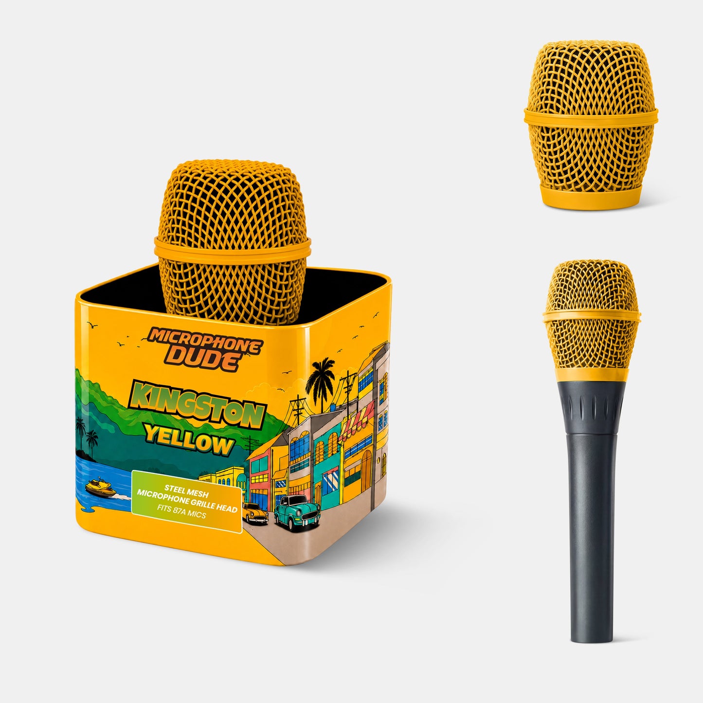 Kingston Yellow replacement microphone grille compatible with Shure Beta 87A by Microphone Dude