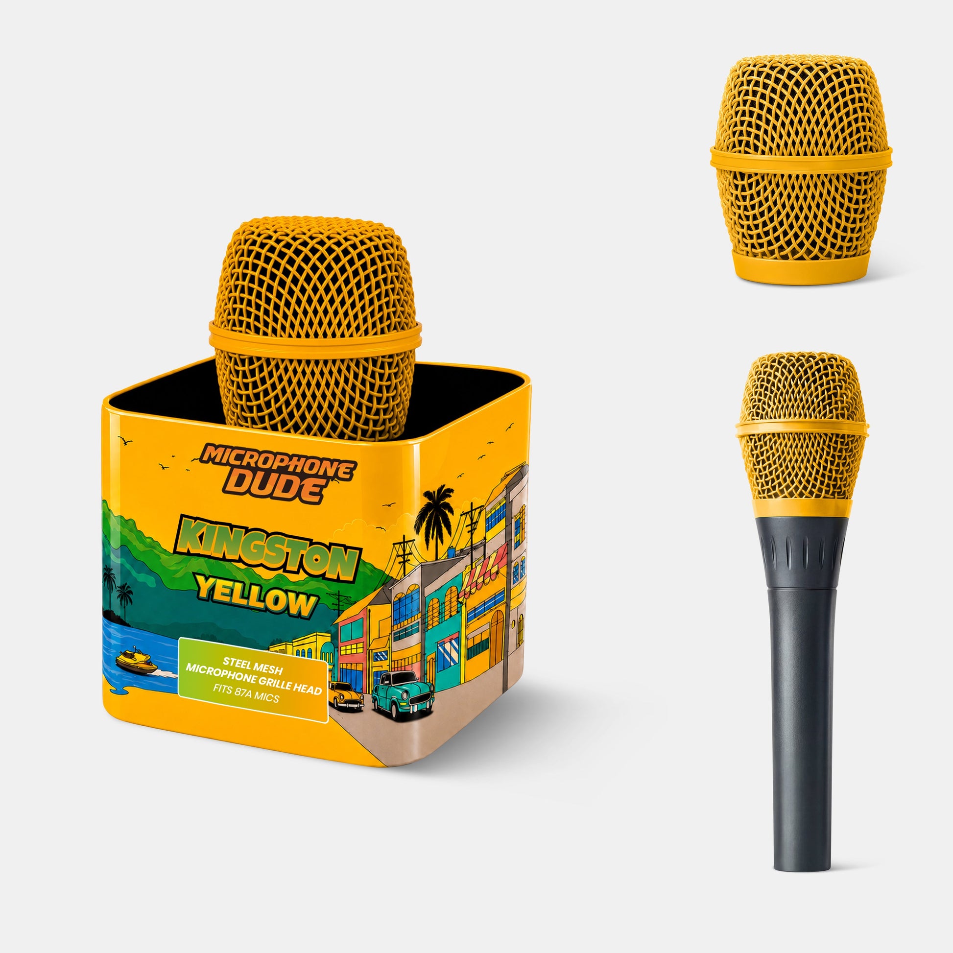 Kingston Yellow replacement microphone grille compatible with Shure Beta 87A by Microphone Dude