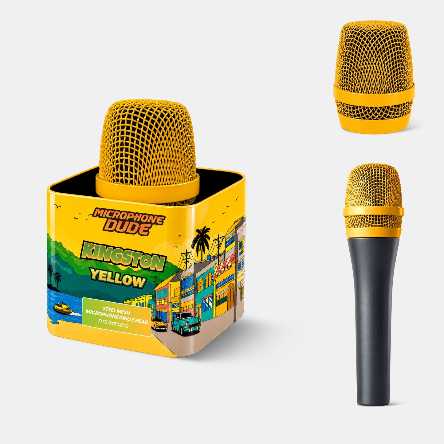 Kingston Yellow replacement microphone grille compatible with Sennheiser e945 by Microphone Dude