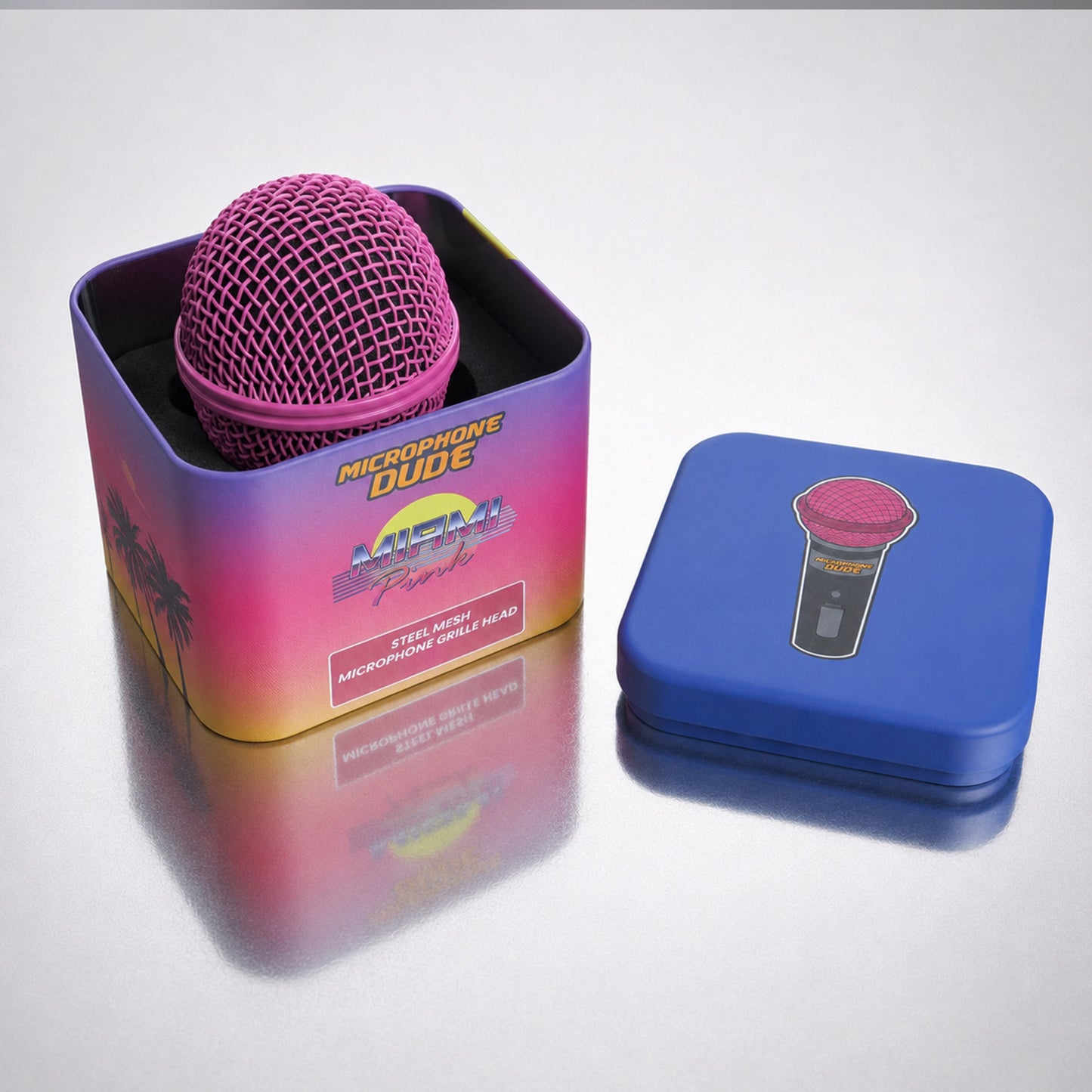 Miami Pink replacement grille fitted to a Shure SM58 microphone