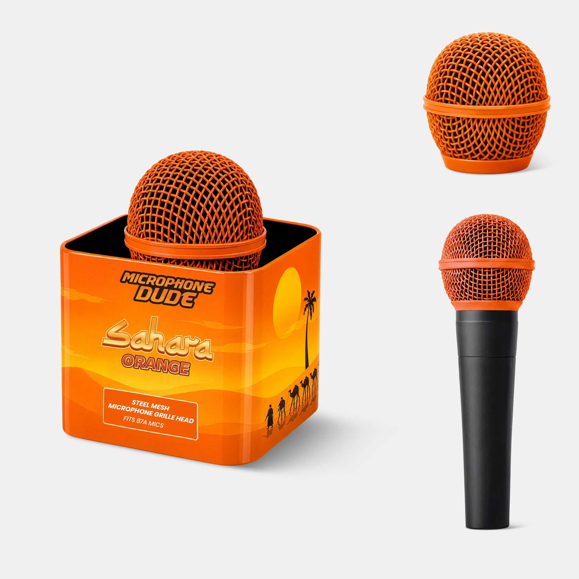 Sahara Orange replacement microphone grille compatible with Shure SM58 by Microphone Dude