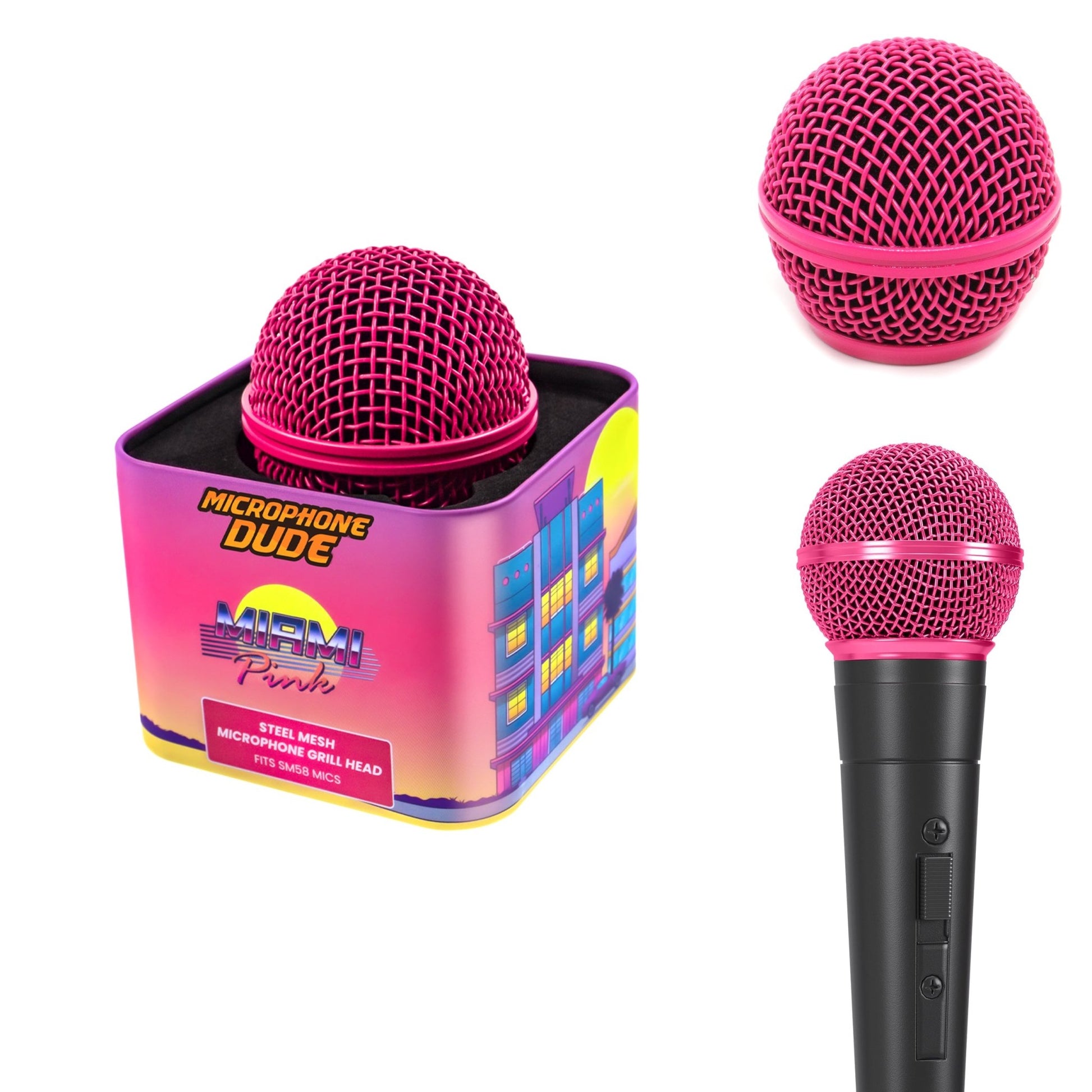 Miami Pink - SM58 Replacement Microphone Grille - Microphone Dude